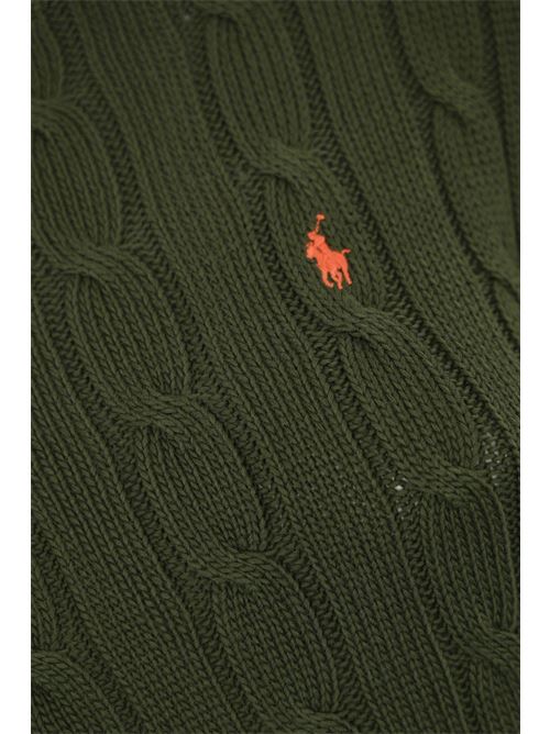 Maglione a trecce con logo Military green POLO RALPH LAUREN | 211891640030